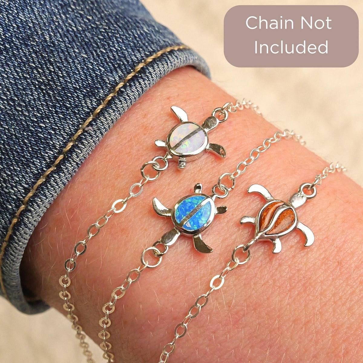 Sea Turtle Opal Connector Charm for permanent jewelry - Permanent Wholesale Jewelry