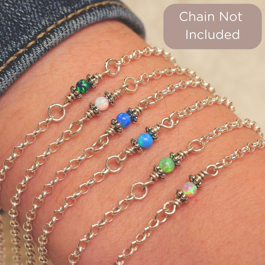 Dainty Opal Connector Charm for permanent jewelry - Permanent Wholesale Jewelry