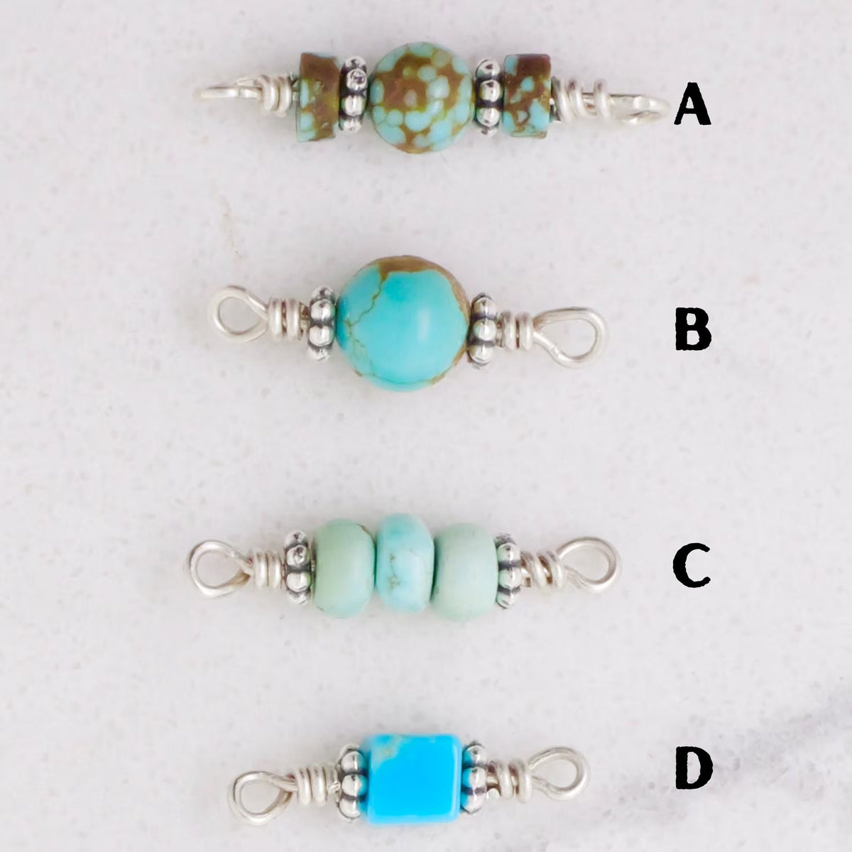 Number 8 Mine Turquoise Connector Charm - Rare for permanent jewelry - Permanent Wholesale Jewelry - view 3