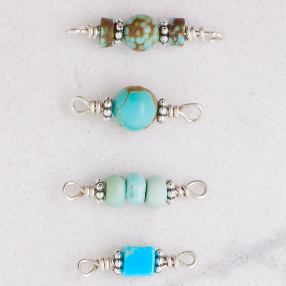 Number 8 Mine Turquoise Connector Charm - Rare for permanent jewelry - Permanent Wholesale Jewelry - view 2