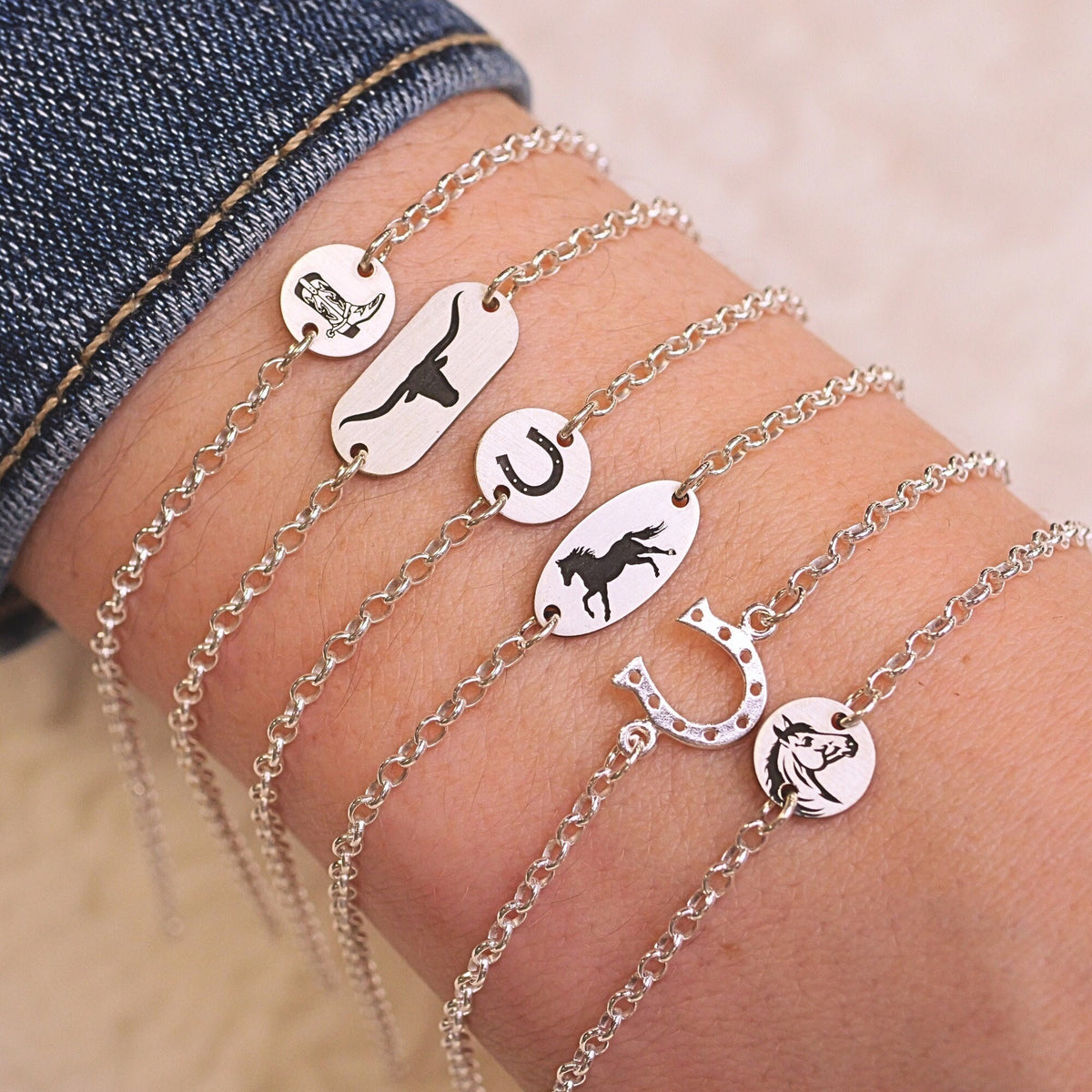 Western Rodeo Disc Connector Charm for permanent jewelry - Permanent Wholesale Jewelry - view 3