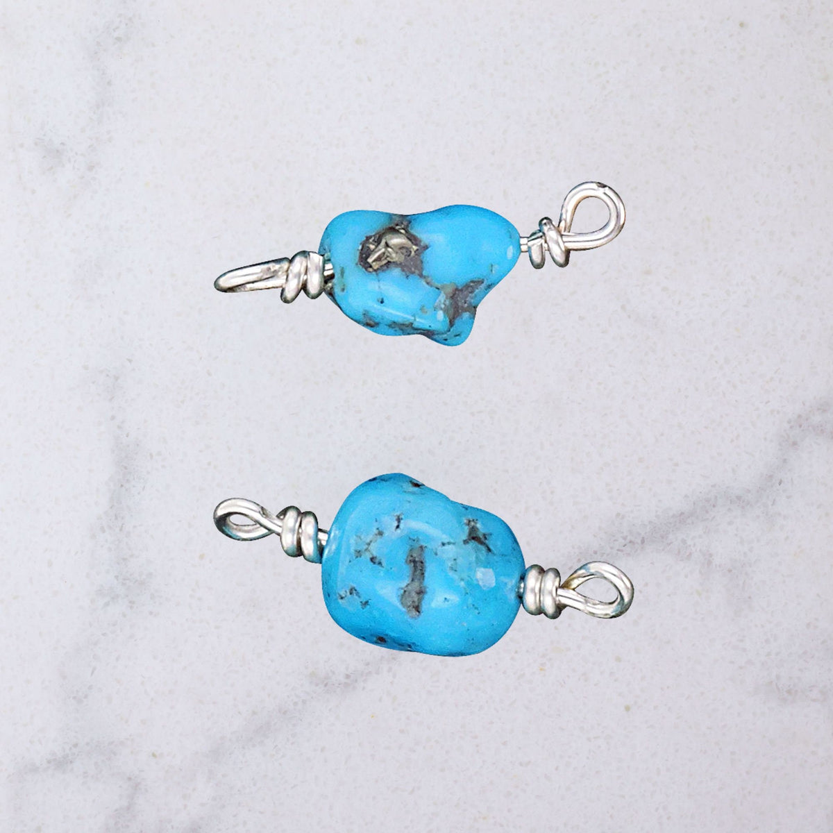 Kingman Turquoise Nugget Connector Charm for permanent jewelry - Permanent Wholesale Jewelry