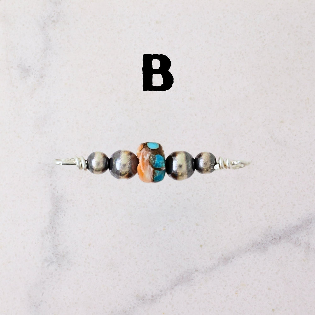 Spiny Oyster & Turquoise Matrix Connector Charm for permanent jewelry - Permanent Wholesale Jewelry - view 6