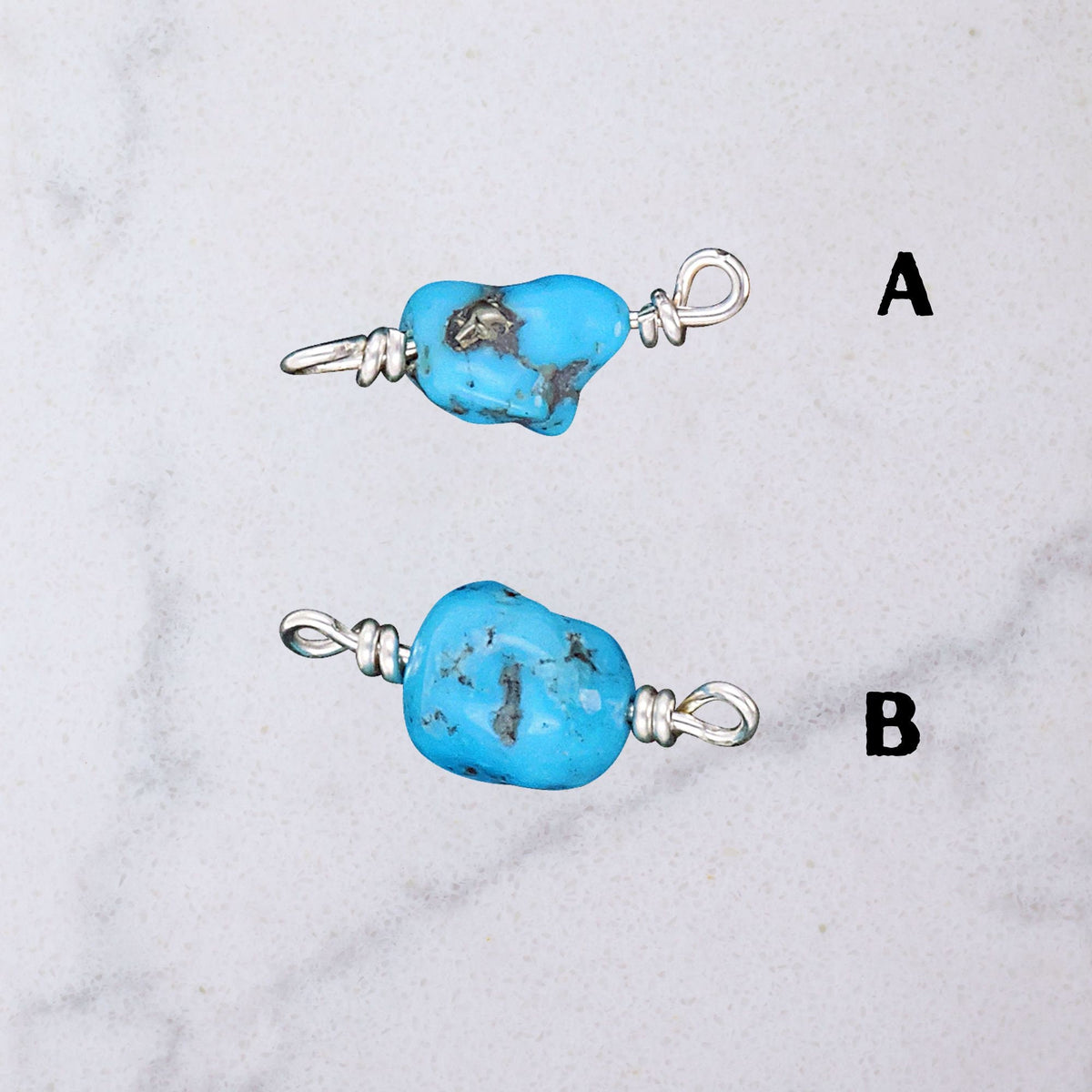 Kingman Turquoise Nugget Connector Charm for permanent jewelry - Permanent Wholesale Jewelry - view 2