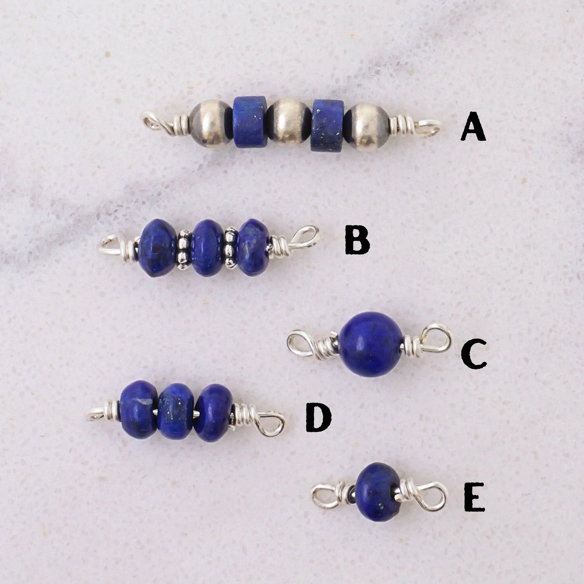 Lapis Lazuli Connector Charm for permanent jewelry - Permanent Wholesale Jewelry - view 3