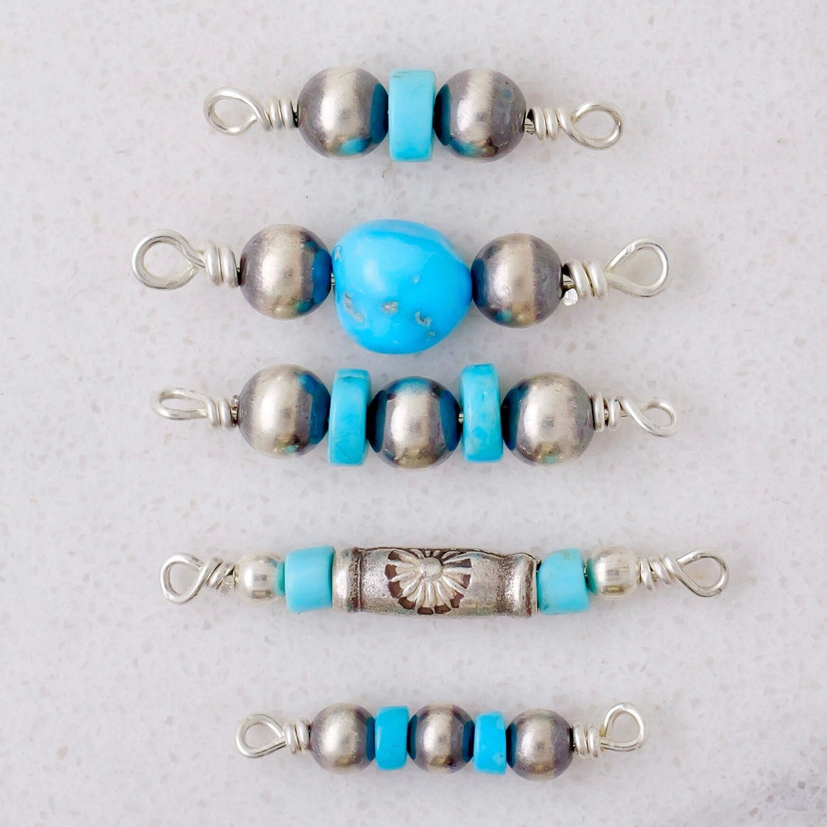 Navajo Pearl & Kingman Turquoise Connector Charm for permanent jewelry - Permanent Wholesale Jewelry - view 9
