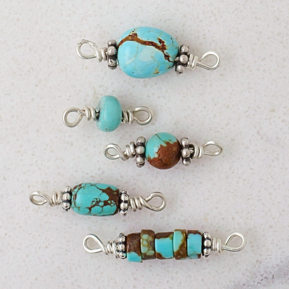 Number 8 Mine Turquoise Connector Charm for permanent jewelry - Permanent Wholesale Jewelry - view 2