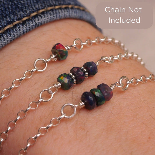 Black Ethiopian Opal Connector Charm for permanent jewelry - Permanent Wholesale Jewelry