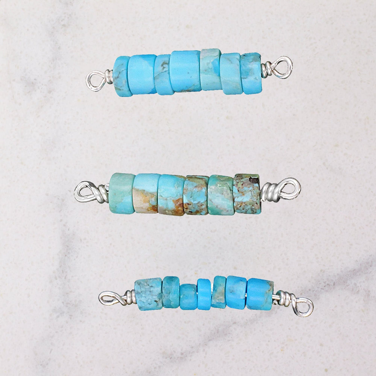 Kingman Turquoise Connector Charm for permanent jewelry - Permanent Wholesale Jewelry - view 2