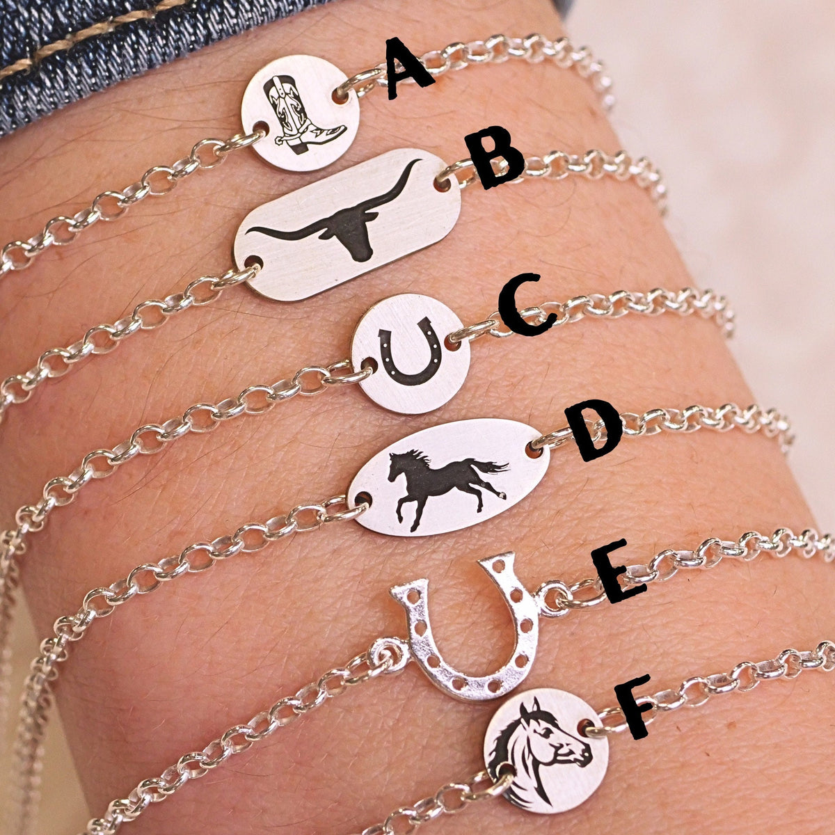Western Rodeo Disc Connector Charm for permanent jewelry - Permanent Wholesale Jewelry - view 2