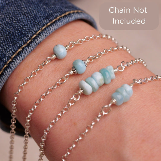 Larimar Connector Charm for permanent jewelry - Permanent Wholesale Jewelry