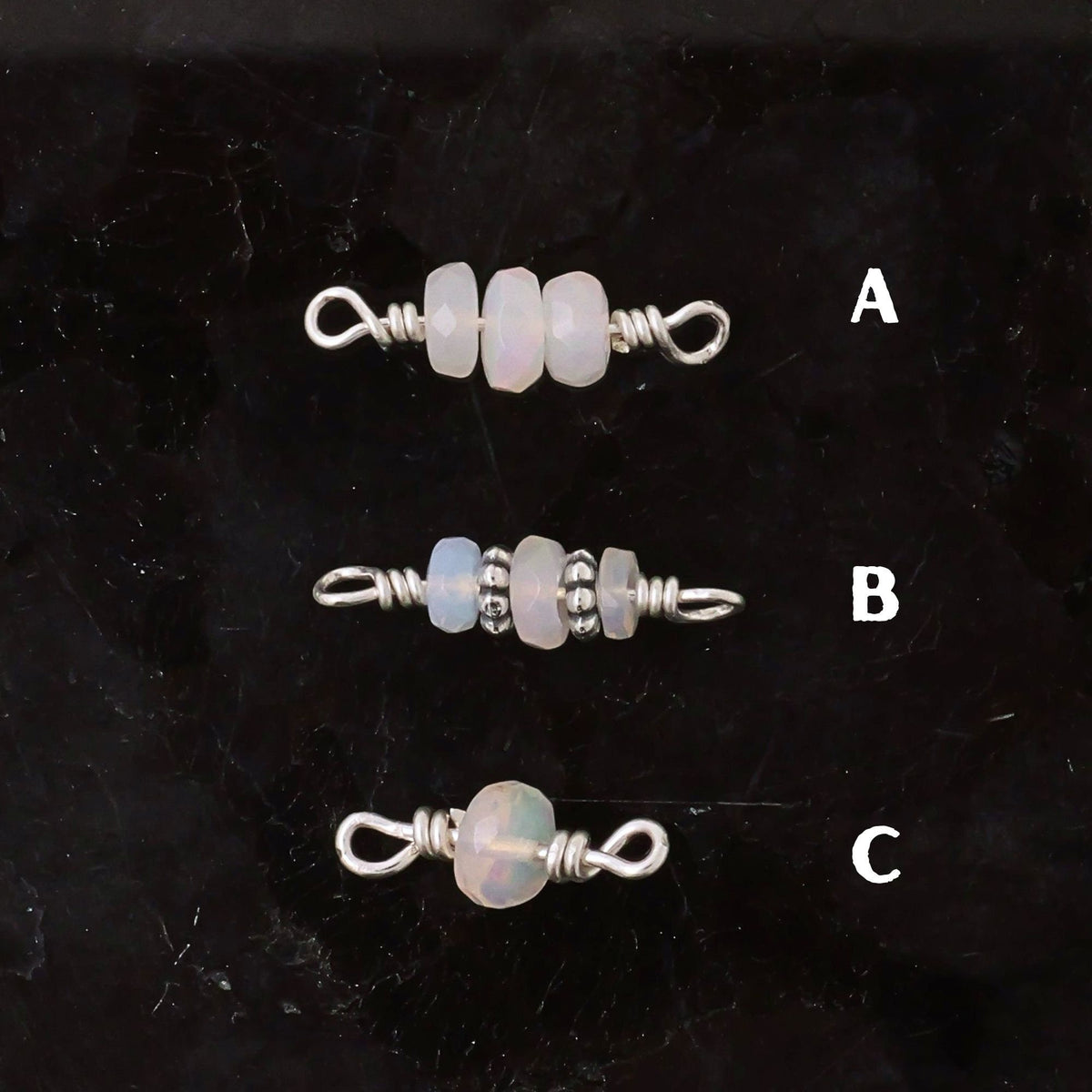 Ethiopian Opal Connector Charm for permanent jewelry - Permanent Wholesale Jewelry - view 2