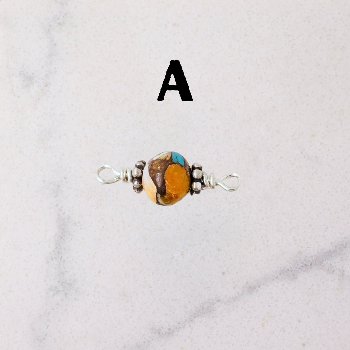 Spiny Oyster & Turquoise Matrix Connector Charm for permanent jewelry - Permanent Wholesale Jewelry - view 5