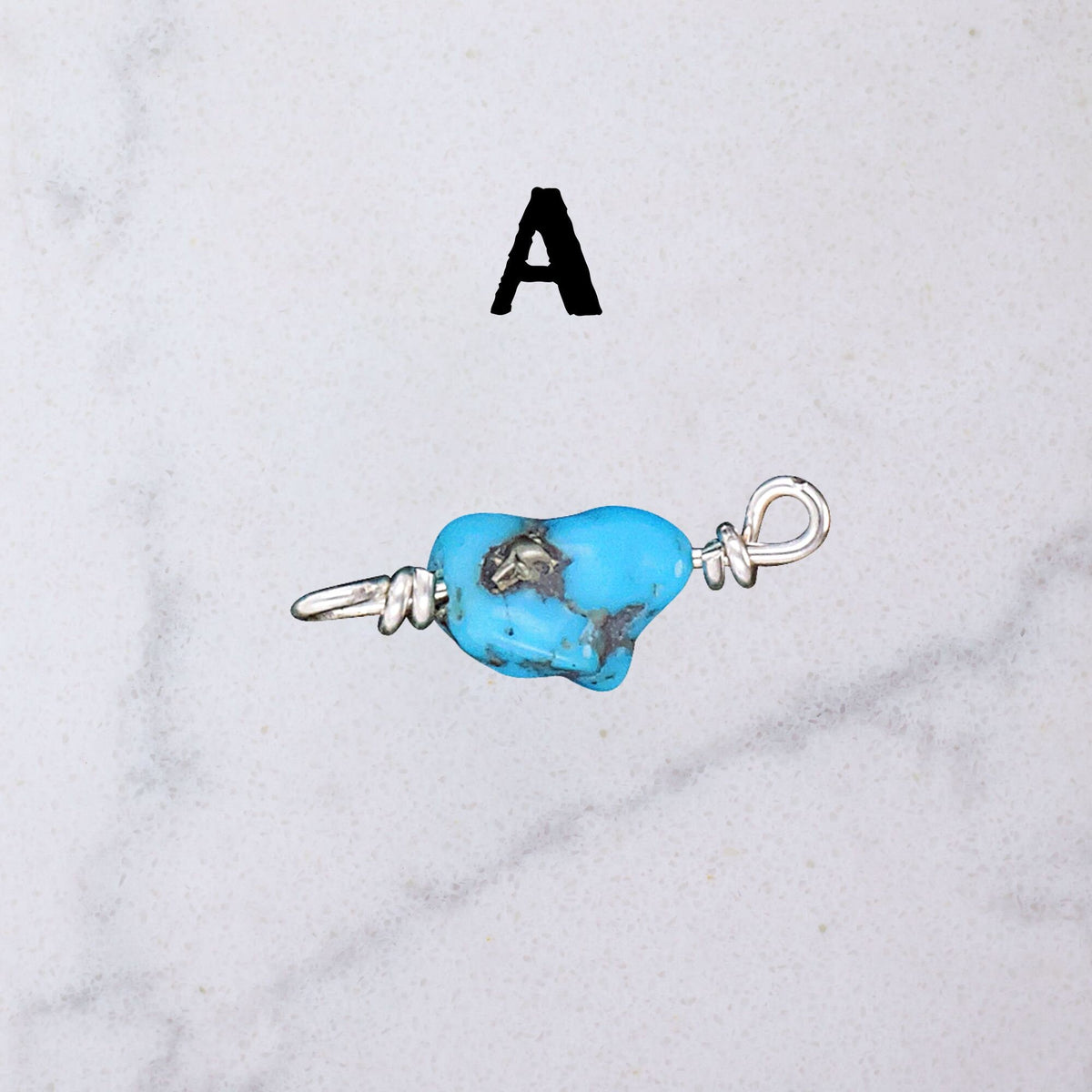 Kingman Turquoise Nugget Connector Charm for permanent jewelry - Permanent Wholesale Jewelry - view 3