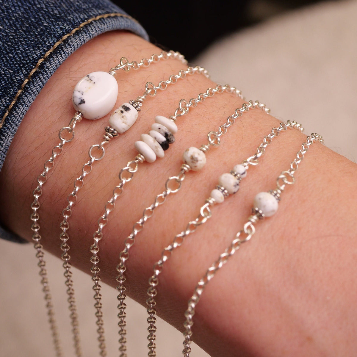 White Buffalo Turquoise Connector Charm for permanent jewelry - Permanent Wholesale Jewelry - view 2