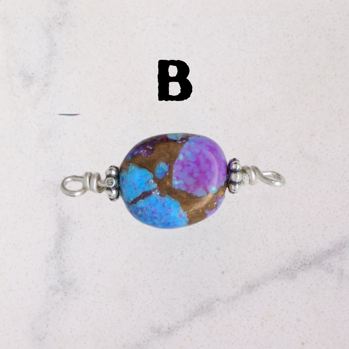 Kingman Turquoise & Spiny Oyster Connector Charm for permanent jewelry - Permanent Wholesale Jewelry - view 5