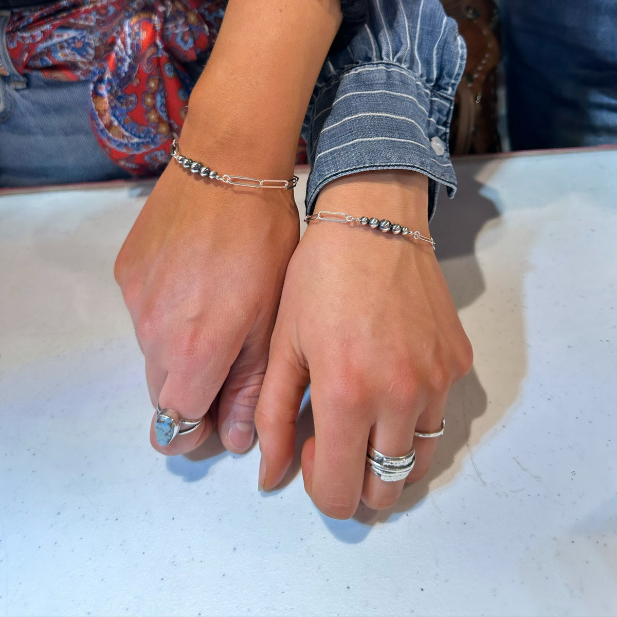 Navajo Pearl Bold Paperclip Bracelet for permanent jewelry - Permanent Wholesale Jewelry - view 2
