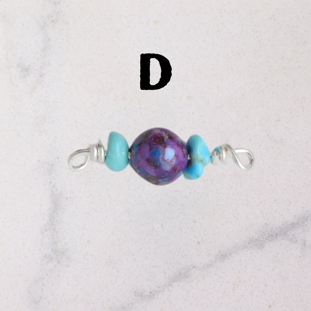 Kingman Turquoise & Spiny Oyster Connector Charm for permanent jewelry - Permanent Wholesale Jewelry - view 7