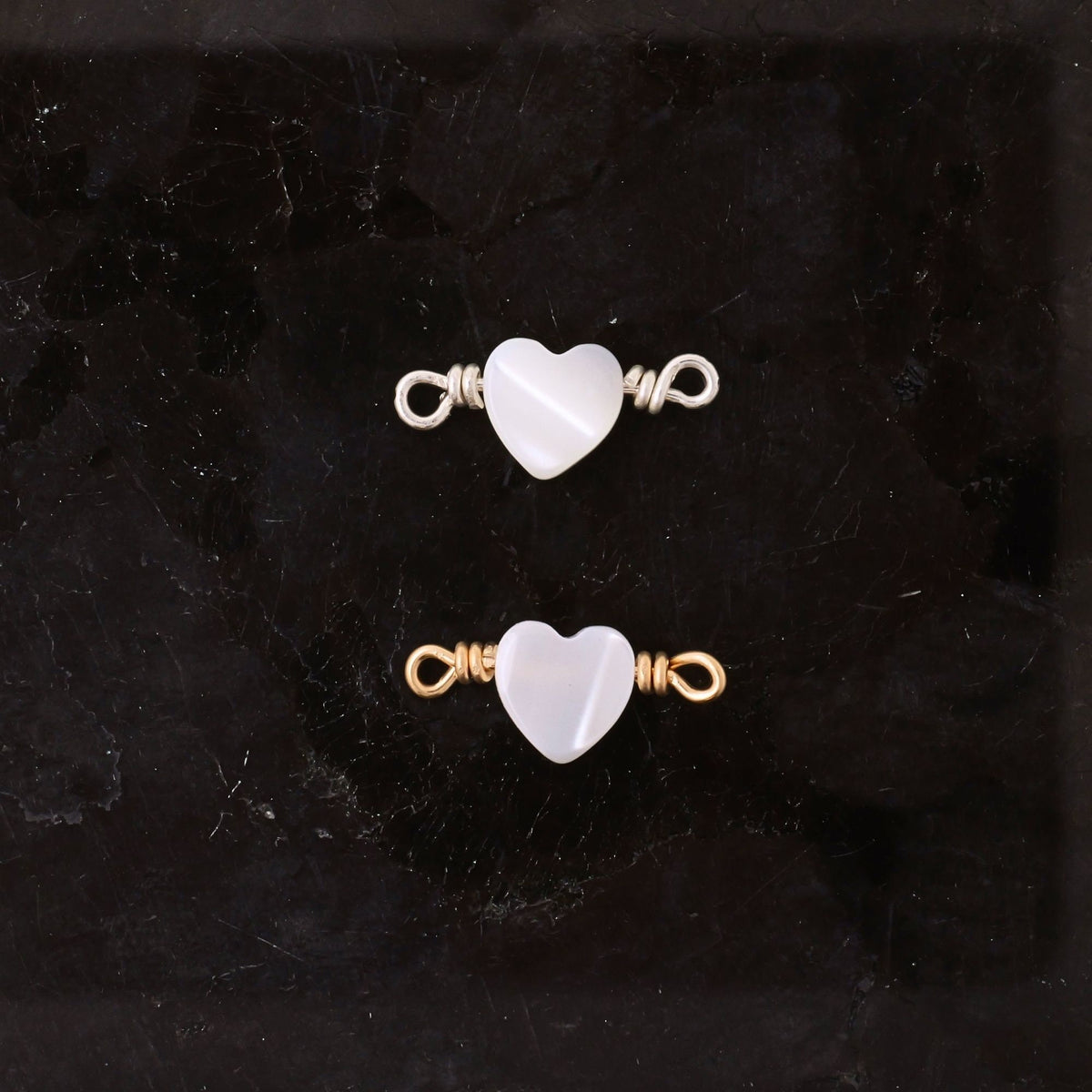 Mother of Pearl Heart Bracelet for permanent jewelry - Permanent Wholesale Jewelry - view 4