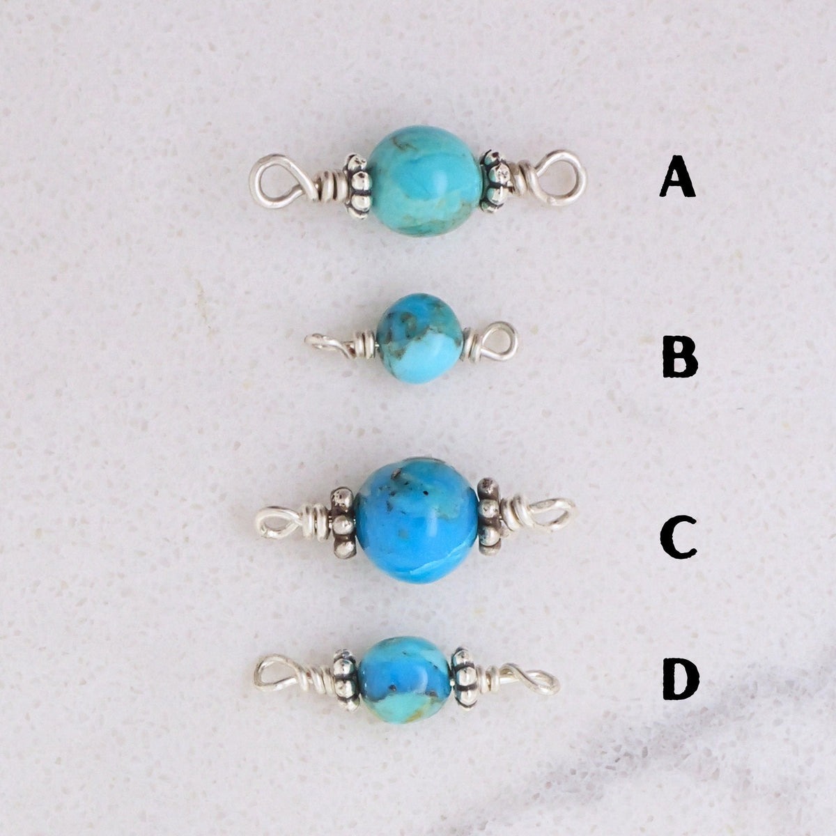 Kingman Mine Turquoise Connector Charm for permanent jewelry - Permanent Wholesale Jewelry - view 3