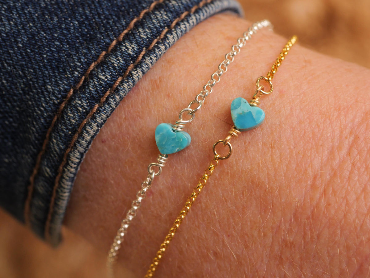 Turquoise or Mother of Pearl Heart Bracelet for permanent jewelry - Permanent Wholesale Jewelry - view 7