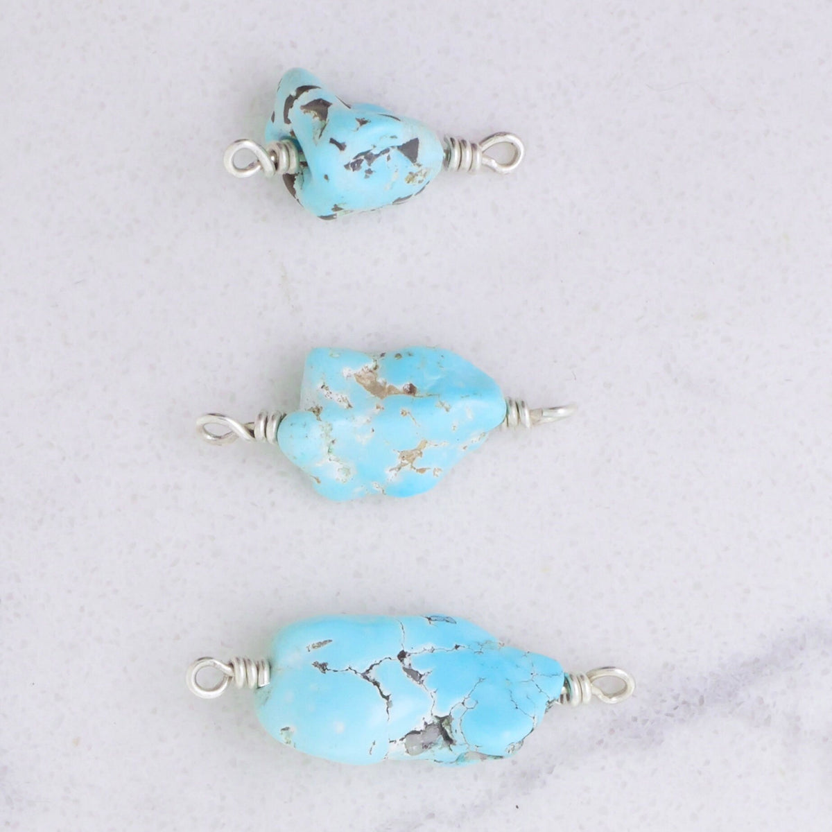 Lone Mountain Turquoise Connector Charm for permanent jewelry - Permanent Wholesale Jewelry - view 2