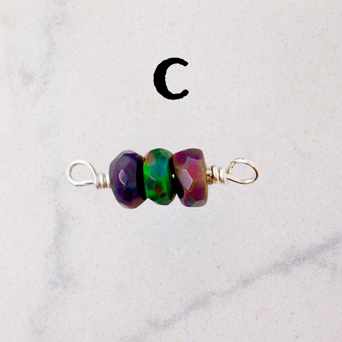 Black Ethiopian Opal Connector Charm for permanent jewelry - Permanent Wholesale Jewelry - view 6