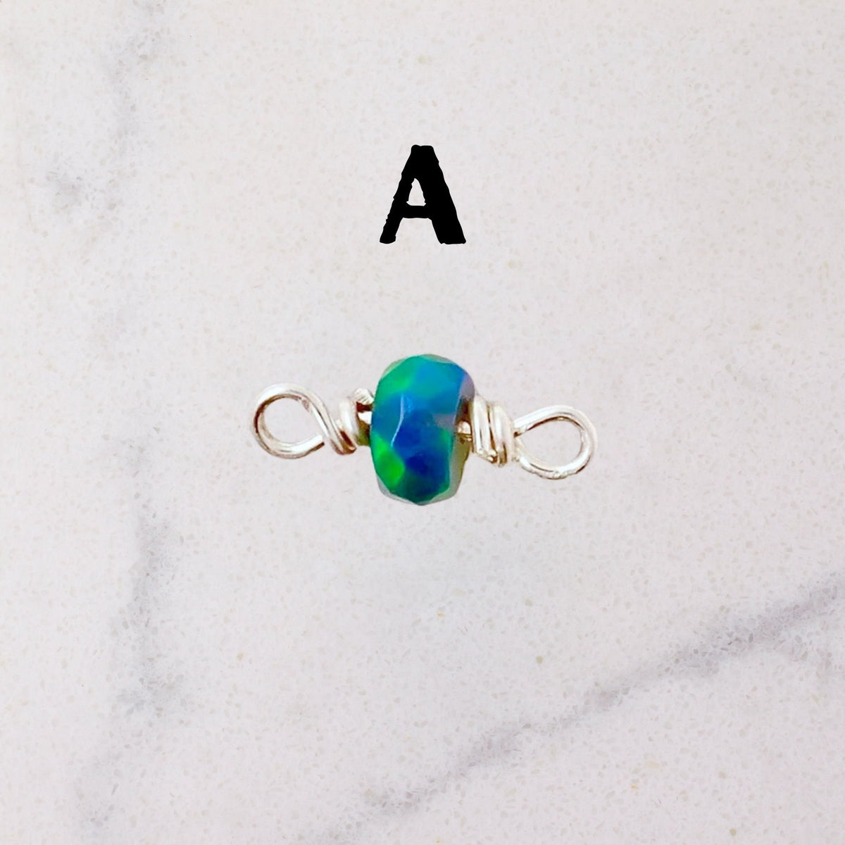 Black Ethiopian Opal Connector Charm for permanent jewelry - Permanent Wholesale Jewelry - view 4