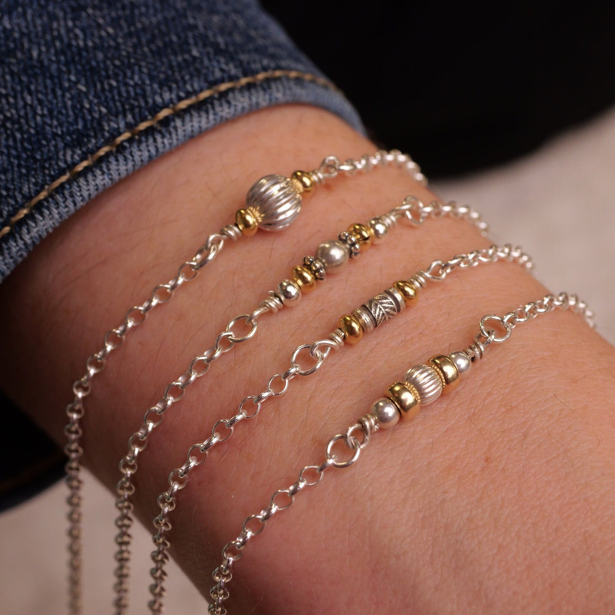 Two Tone Tribal Bead Connector Charm for permanent jewelry - Permanent Wholesale Jewelry - view 8
