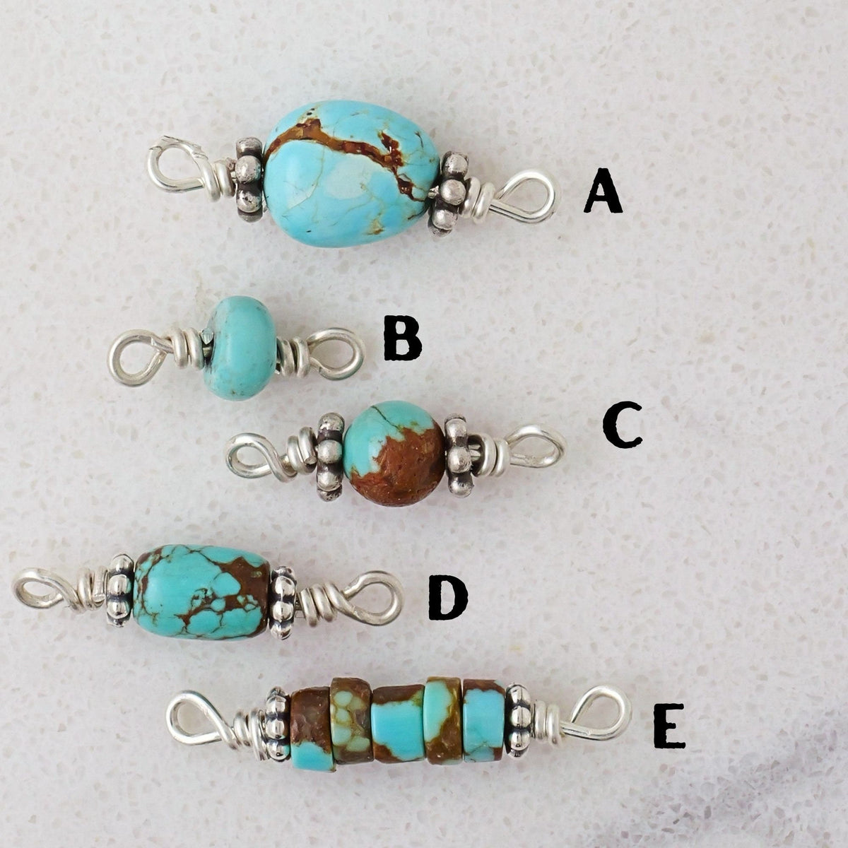 Number 8 Mine Turquoise Connector Charm for permanent jewelry - Permanent Wholesale Jewelry - view 3