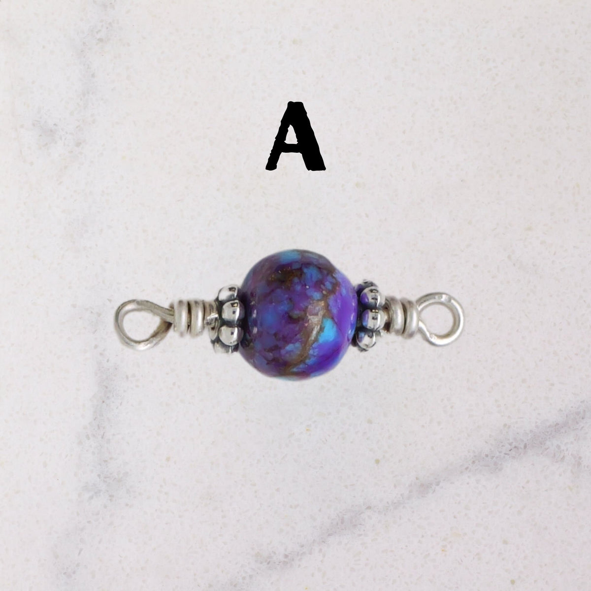Kingman Turquoise & Spiny Oyster Connector Charm for permanent jewelry - Permanent Wholesale Jewelry - view 4