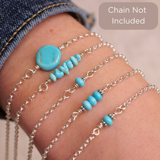 Sleeping Beauty Turquoise Connector Charm for permanent jewelry - Permanent Wholesale Jewelry