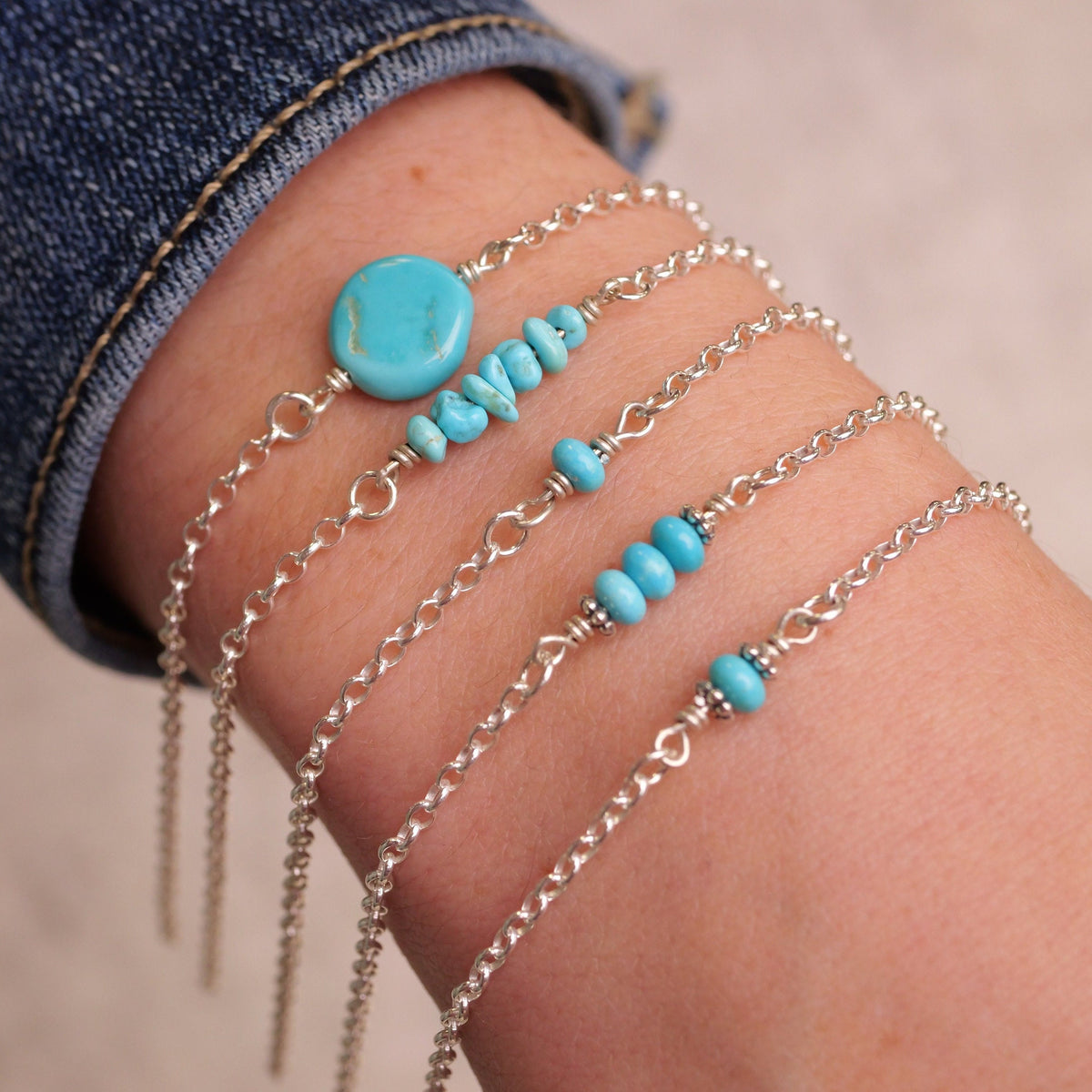 Sleeping Beauty Turquoise Connector Charm for permanent jewelry - Permanent Wholesale Jewelry - view 4