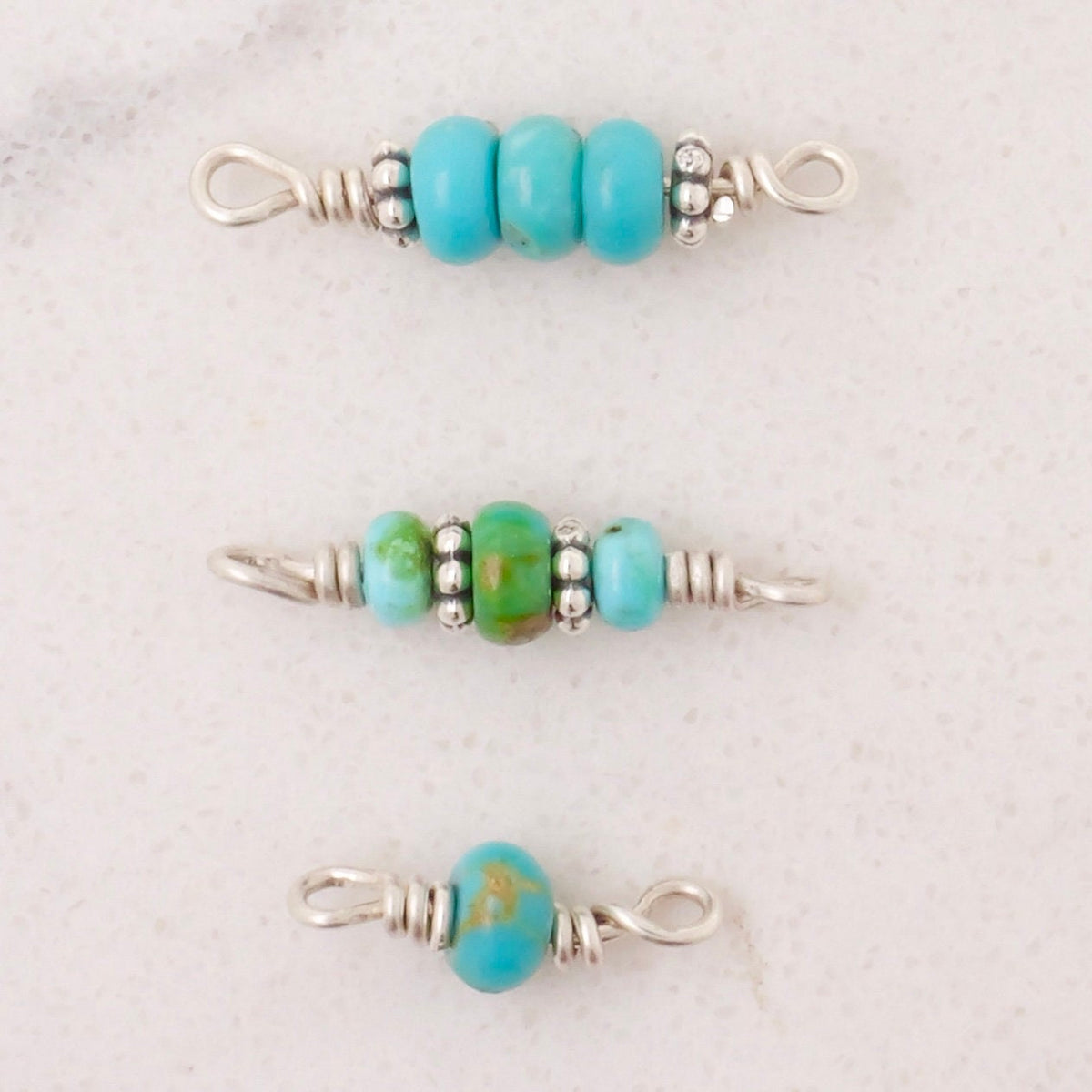 Sonoran Gold Turquoise Connector Charm - Authentic for permanent jewelry - Permanent Wholesale Jewelry - view 2