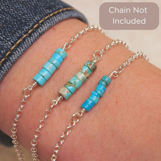 Kingman Turquoise Connector Charm for permanent jewelry - Permanent Wholesale Jewelry