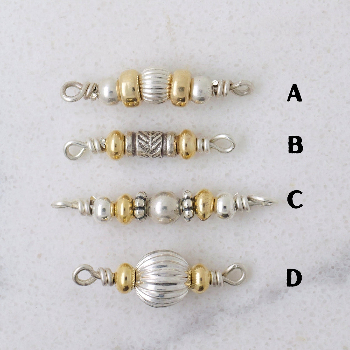 Two Tone Tribal Bead Connector Charm for permanent jewelry - Permanent Wholesale Jewelry - view 3