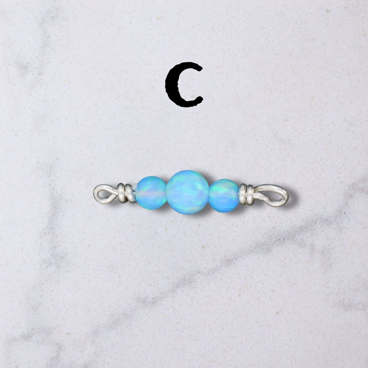 Opal Connector Charm - Sterling Wrapped for permanent jewelry - Permanent Wholesale Jewelry - view 6