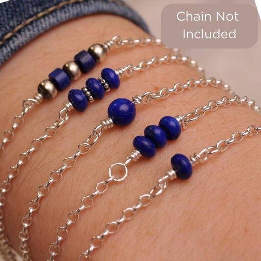 Lapis Lazuli Connector Charm for permanent jewelry - Permanent Wholesale Jewelry