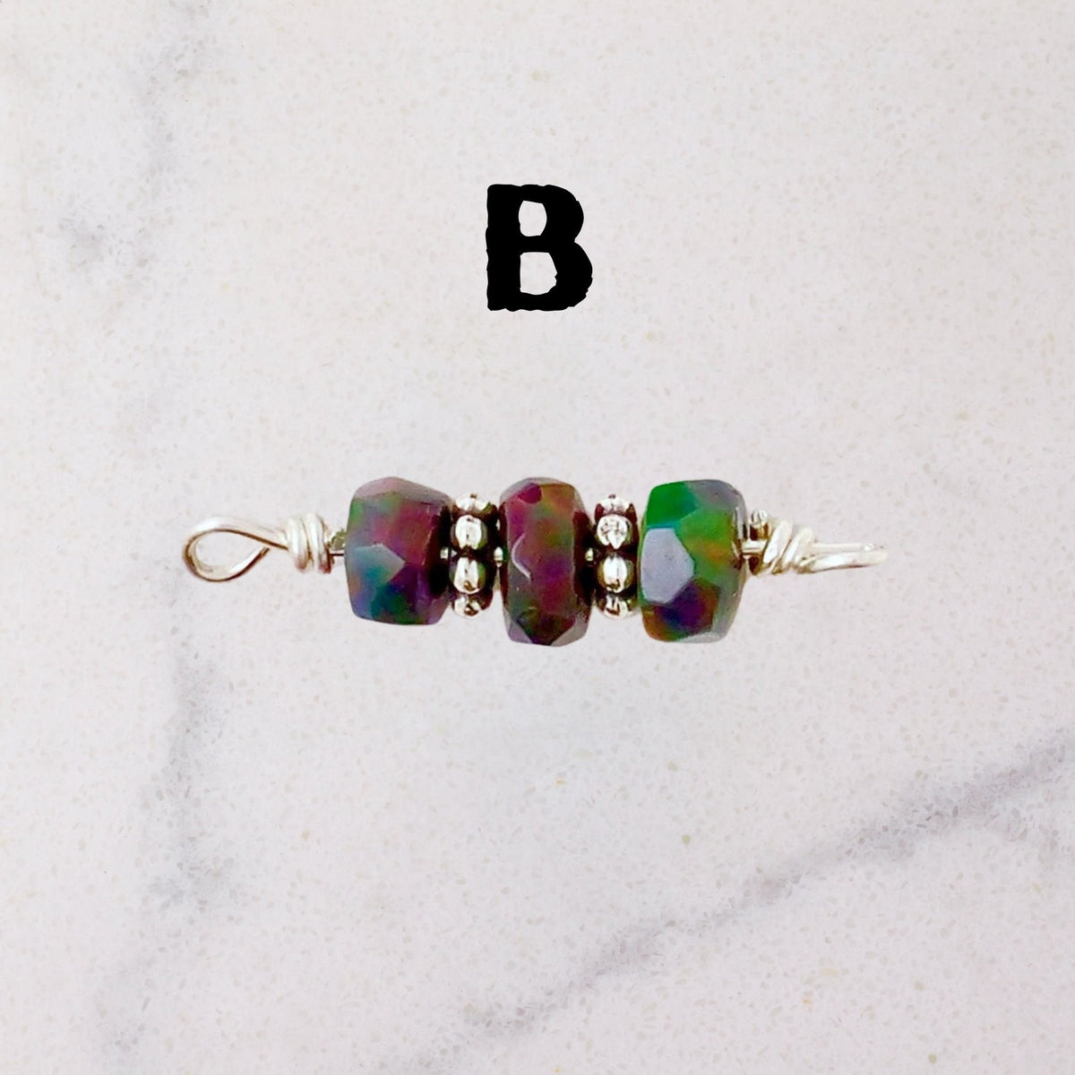 Black Ethiopian Opal Connector Charm for permanent jewelry - Permanent Wholesale Jewelry - view 5