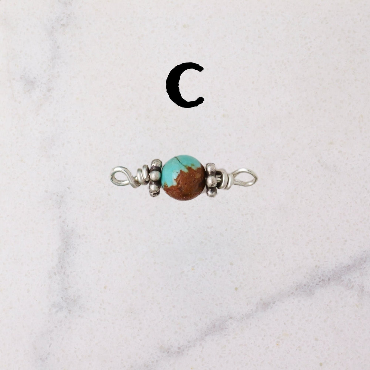 Number 8 Mine Turquoise Connector Charm for permanent jewelry - Permanent Wholesale Jewelry - view 6