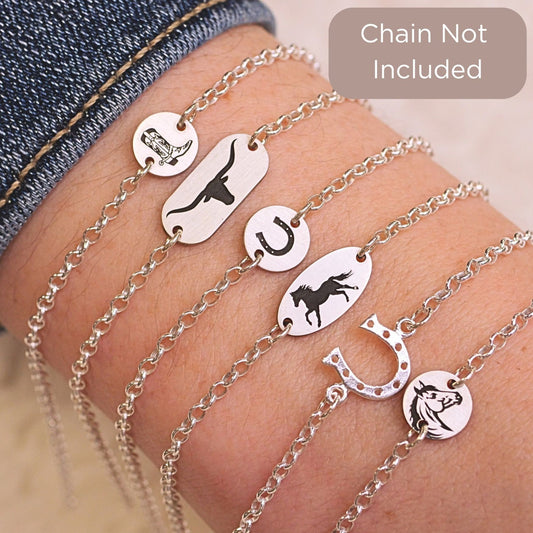 Western Rodeo Disc Connector Charm for permanent jewelry - Permanent Wholesale Jewelry