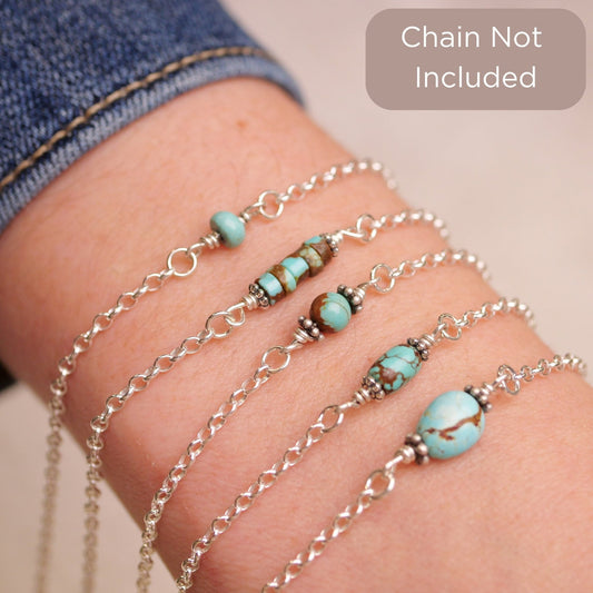 Number 8 Mine Turquoise Connector Charm for permanent jewelry - Permanent Wholesale Jewelry
