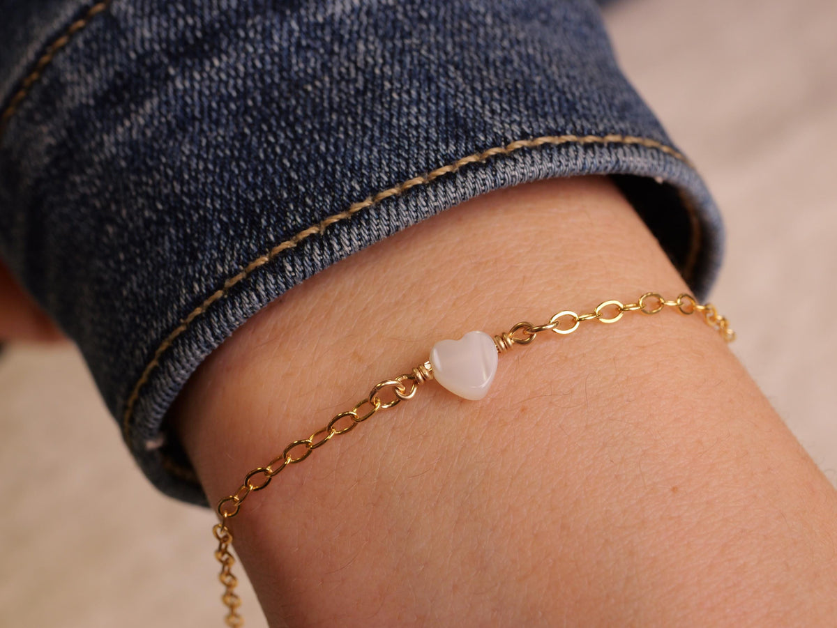 Turquoise or Mother of Pearl Heart Bracelet for permanent jewelry - Permanent Wholesale Jewelry - view 9