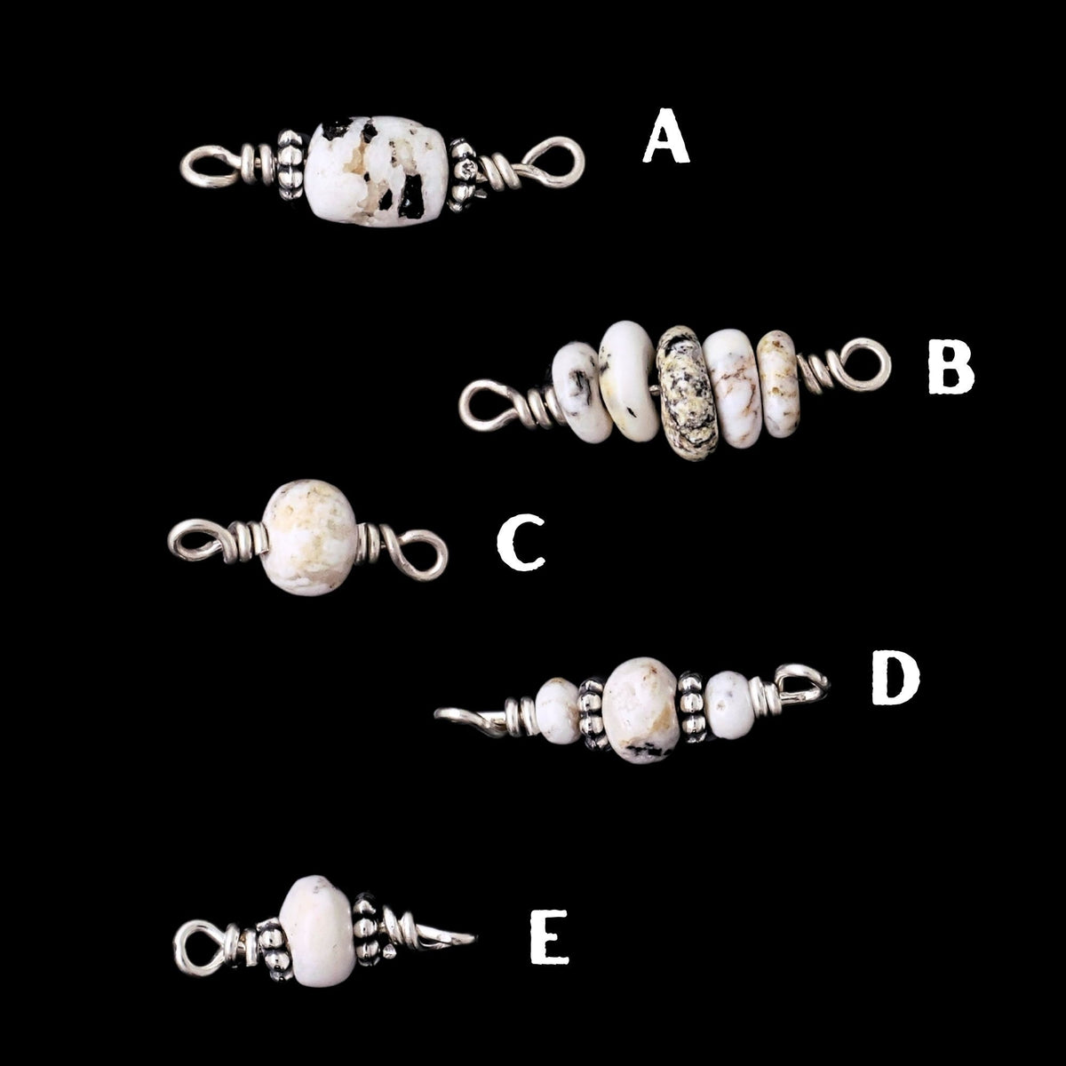 White Buffalo Turquoise Connector Charm for permanent jewelry - Permanent Wholesale Jewelry - view 3