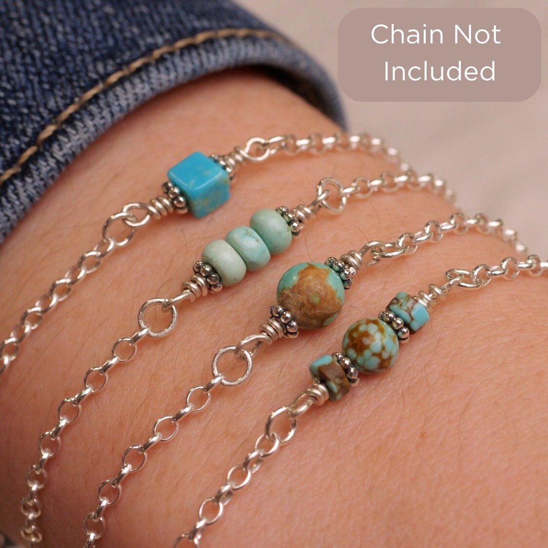 Number 8 Mine Turquoise Connector Charm - Rare for permanent jewelry - Permanent Wholesale Jewelry