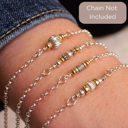 Two Tone Tribal Bead Connector Charm for permanent jewelry - Permanent Wholesale Jewelry