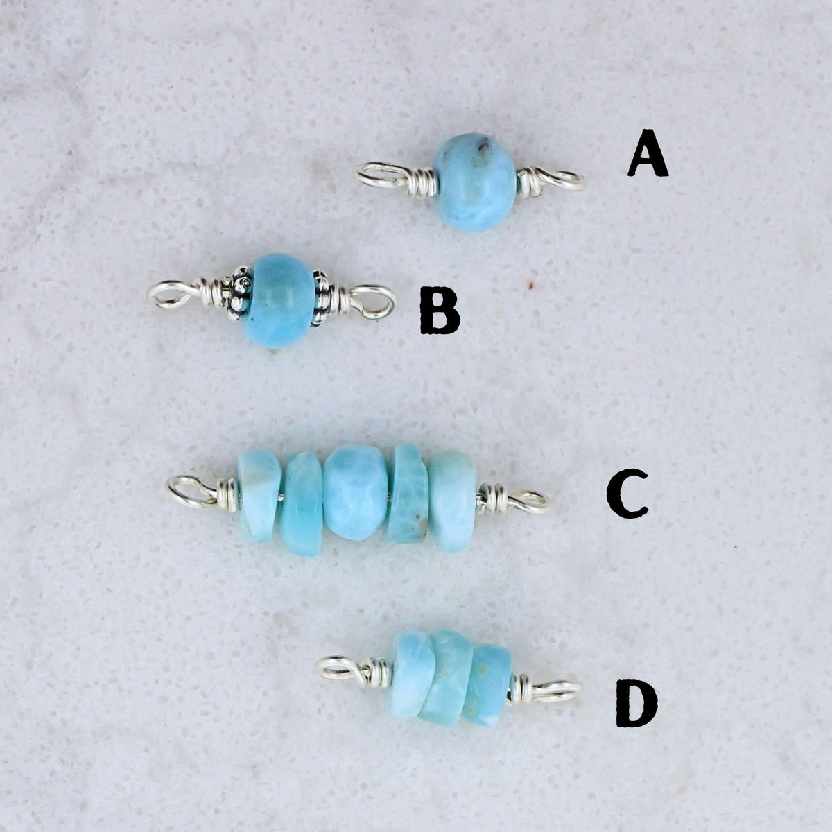 Larimar Connector Charm for permanent jewelry - Permanent Wholesale Jewelry - view 4