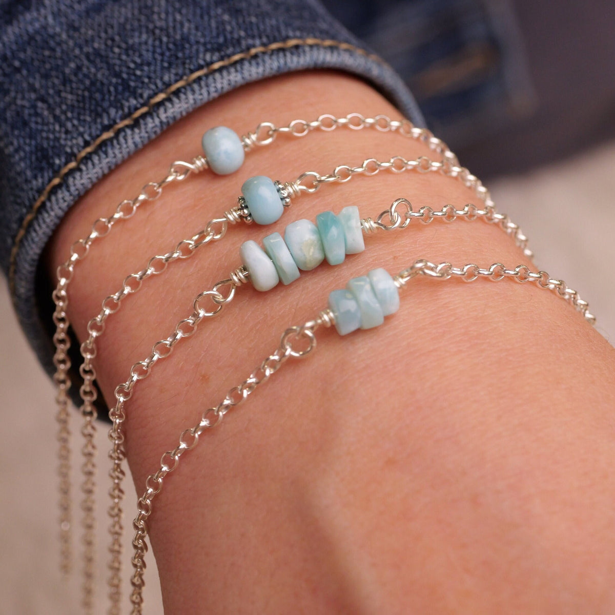 Larimar Connector Charm for permanent jewelry - Permanent Wholesale Jewelry - view 2