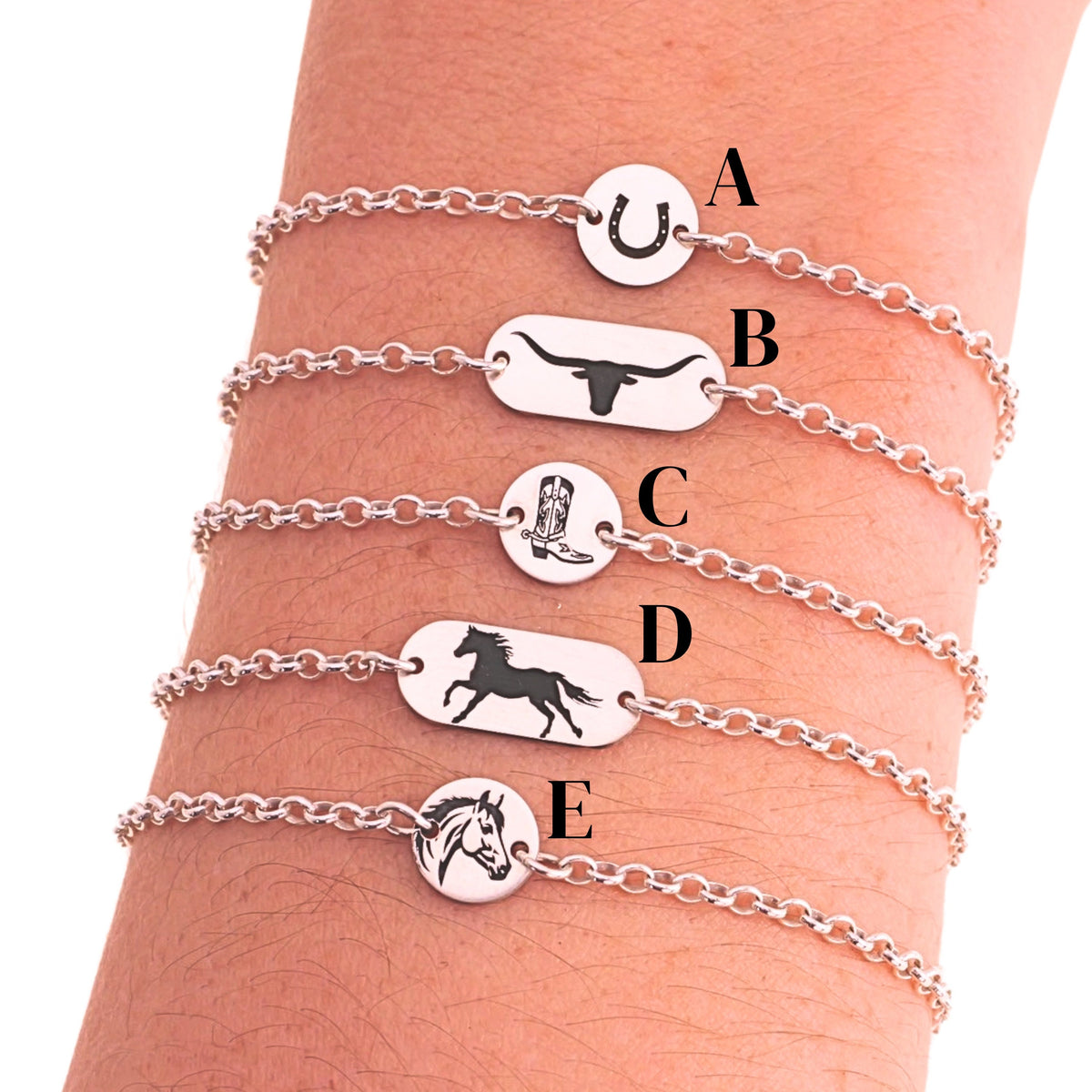 Western Horse Sterling Bracelet for permanent jewelry - Permanent Wholesale Jewelry
