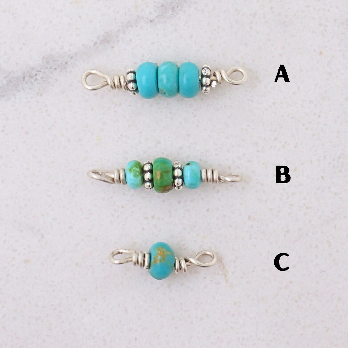 Sonoran Gold Turquoise Connector Charm - Authentic for permanent jewelry - Permanent Wholesale Jewelry - view 3
